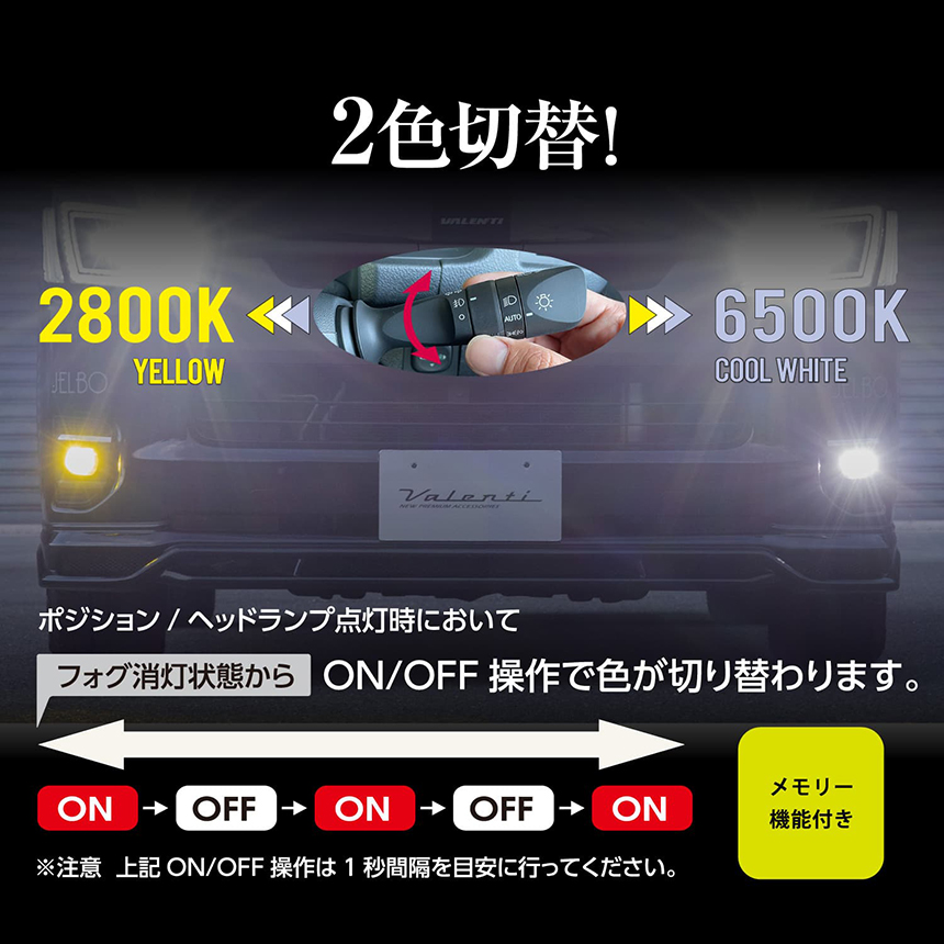 ハイエース 7型～純正LEDフォグランプ用 ヴァレンティ エクスチェンジLEDフォグランプバルブ(2カラー)